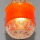 French vintage pendant light clear decorative glass shade with orange band 4449