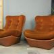 Pair of armchairs in imitation leather cognac and velvet model Orsay by Beka