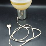 Ancienne lampe bougie brûle parfum design 1970 en aluminium et verre pop art