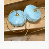 Pair of blue Clichy glass hanging lamps