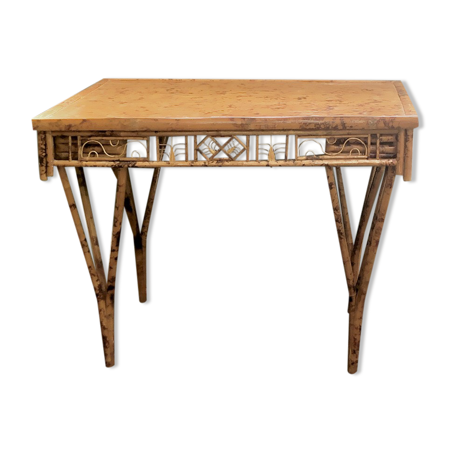 Table ou bureau vintage art deco en bambou