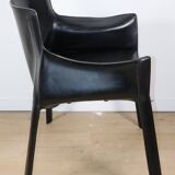 Fauteuil vintage en cuir noir - Années 80