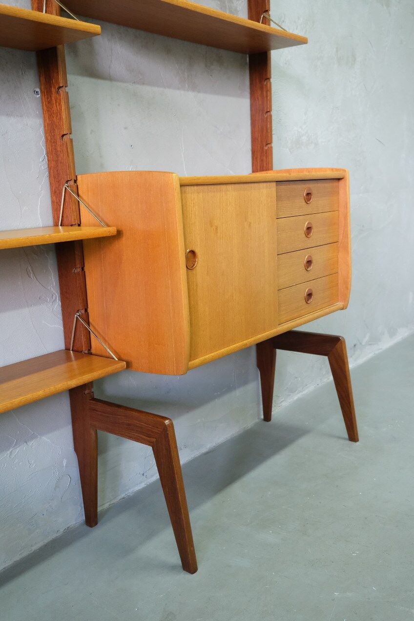 Mid-Century Modular Free-Standing Teak Wall Unit  by John Texmon for Blindheim Mobelfabrik, Norway,