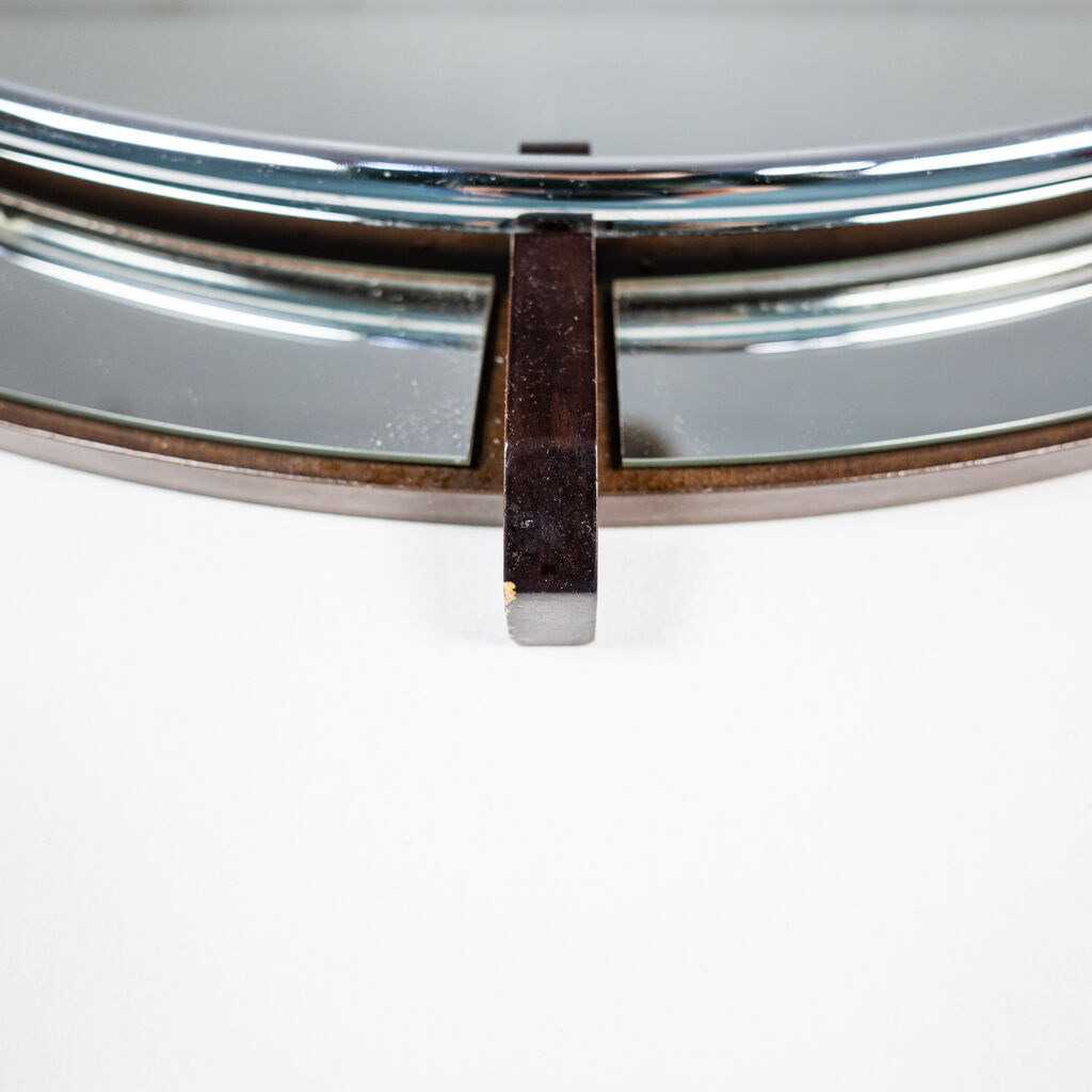 Miroir rond en bois design années 70 vintage - 96cm