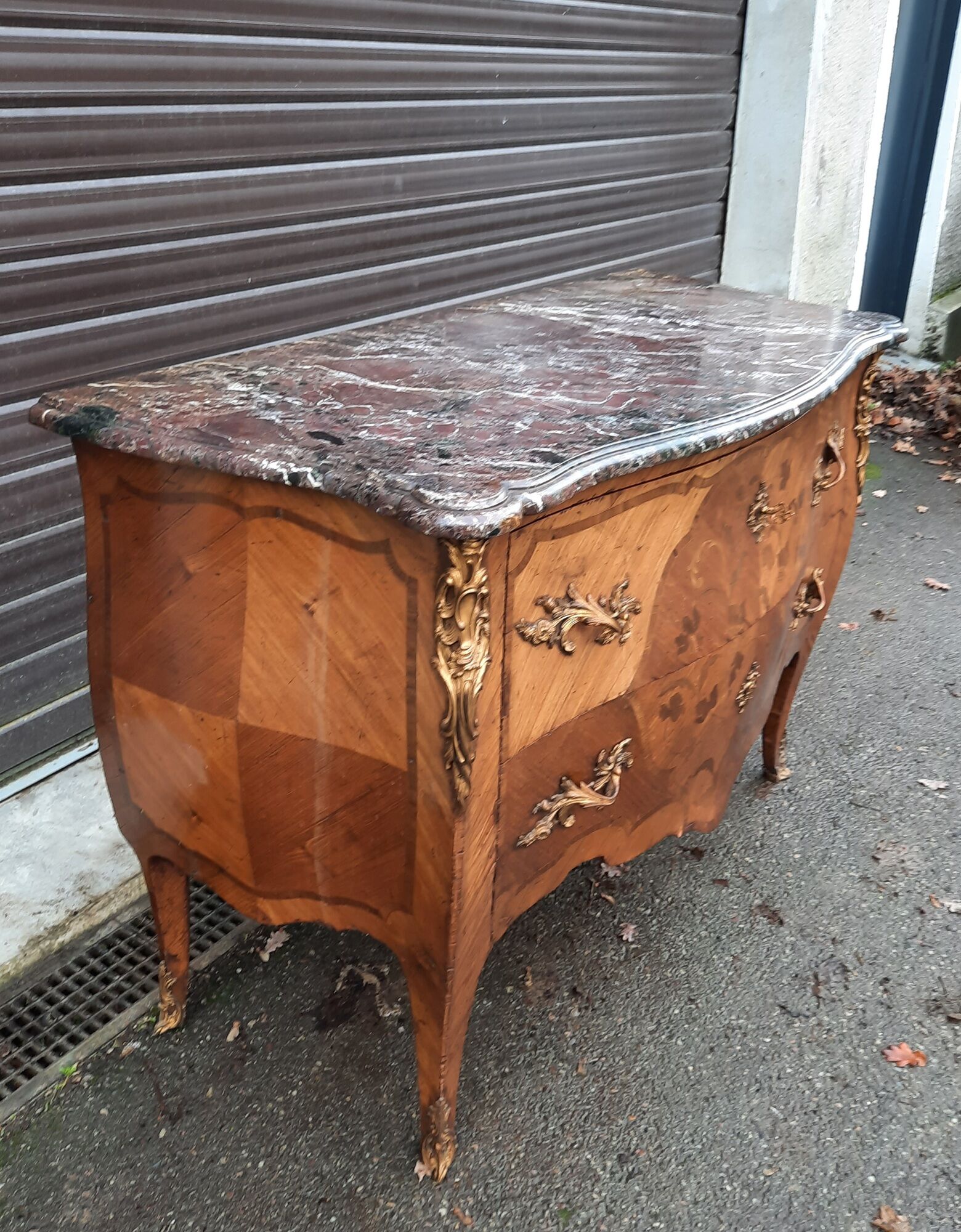 Louis XV style chest of drawers stamped "Gouffe"