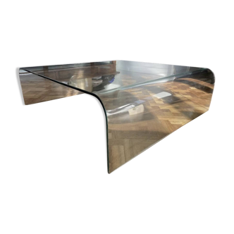 Large glass coffee table – fiam style, vintage