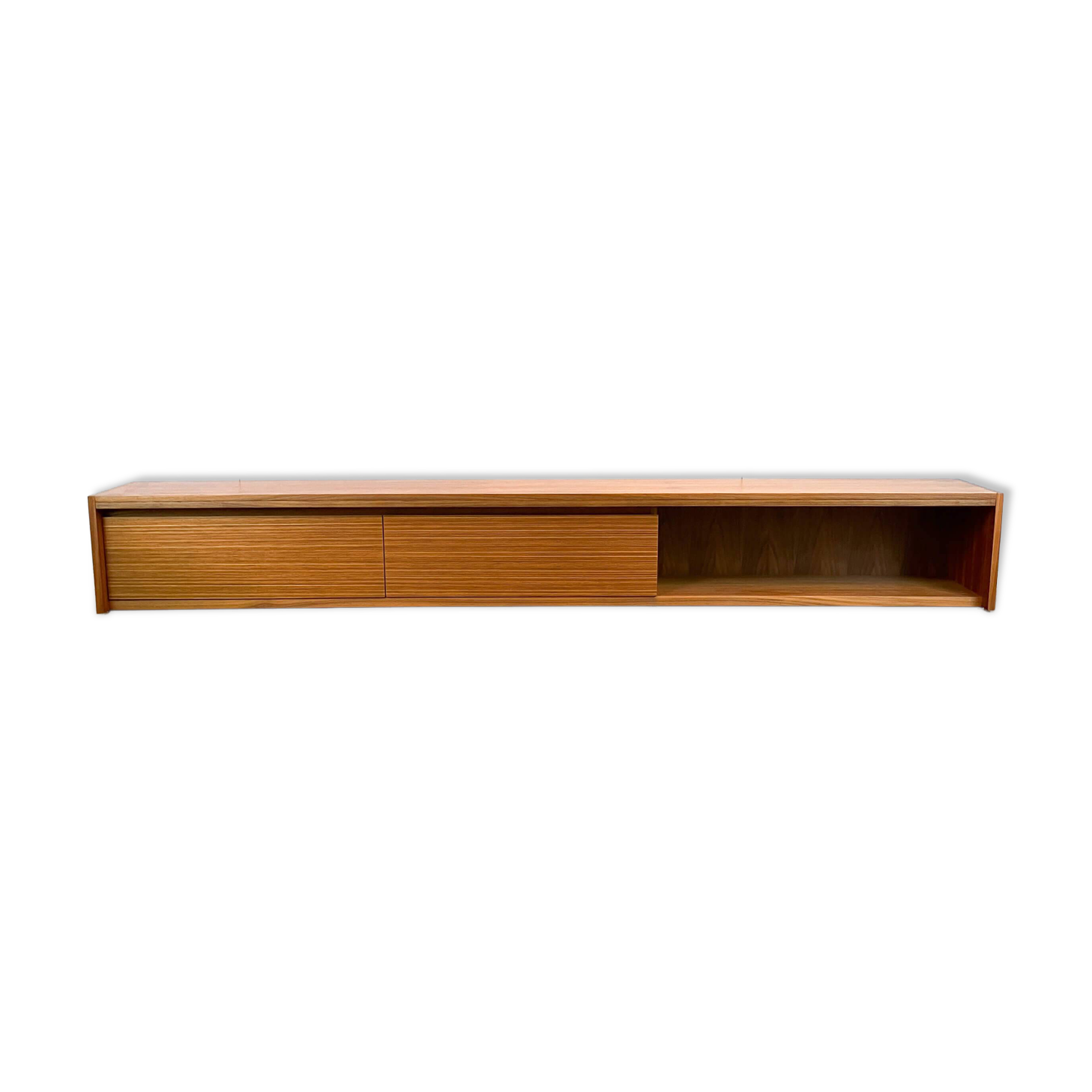 Minimalist XL lowboard, walnut and zebrano, 1960s