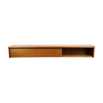 Minimalist XL lowboard, walnut and zebrano, 1960s