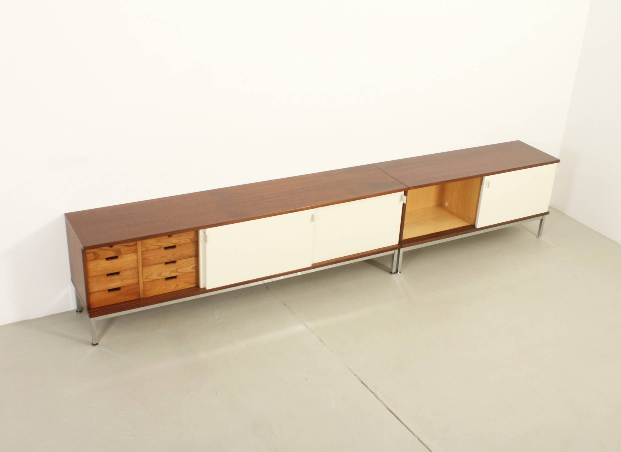 Sideboard of three sliding doors published by Airborne, France, 1960s.