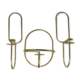 3 candle holders design sleek model, hanging in gold metal