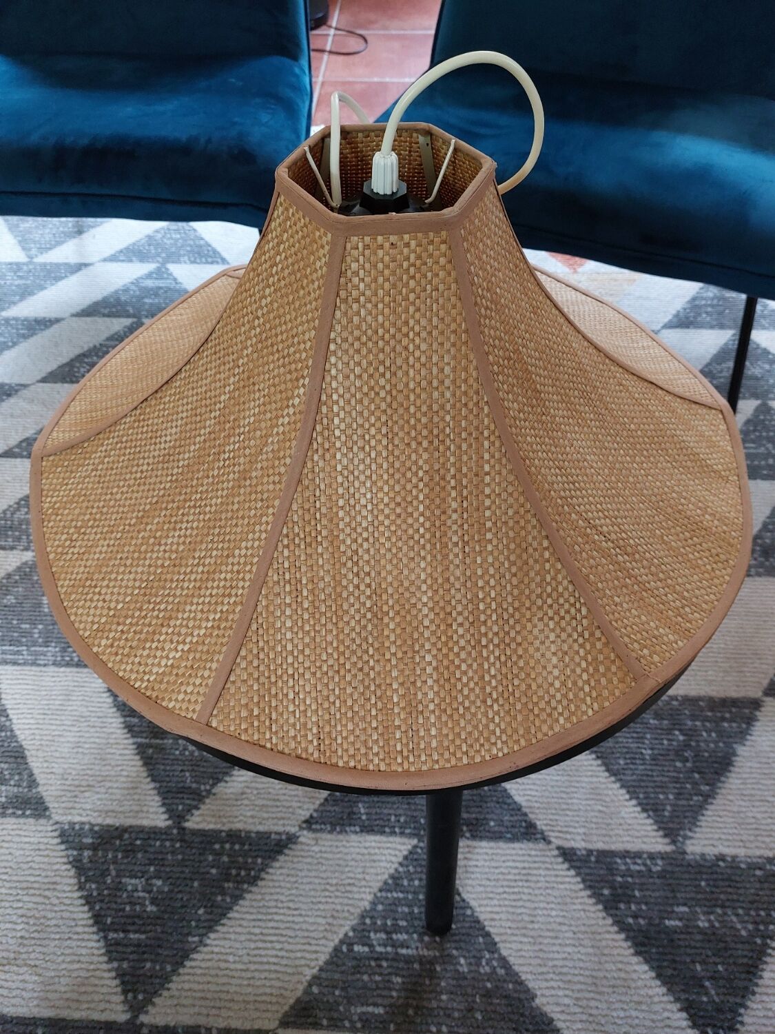 Vintage woven wicker lampshade