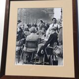 Black and white photo; terrace of the Champs Elysées