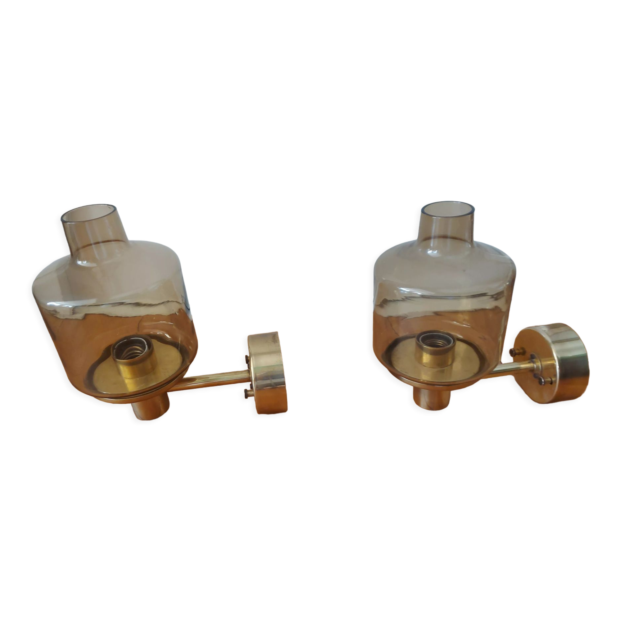 Pair of 60'S brass wall lamps, Hans Agne Jakobsson, model V212A
