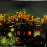 Painting La Défense 1990 signed René le Bastard