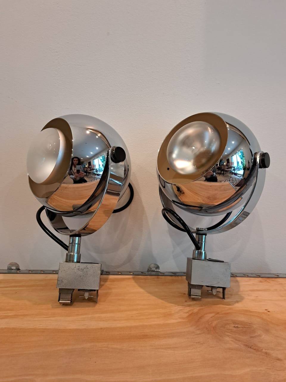 Paire d’appliques (spots)chrome style Eyeball vintage
