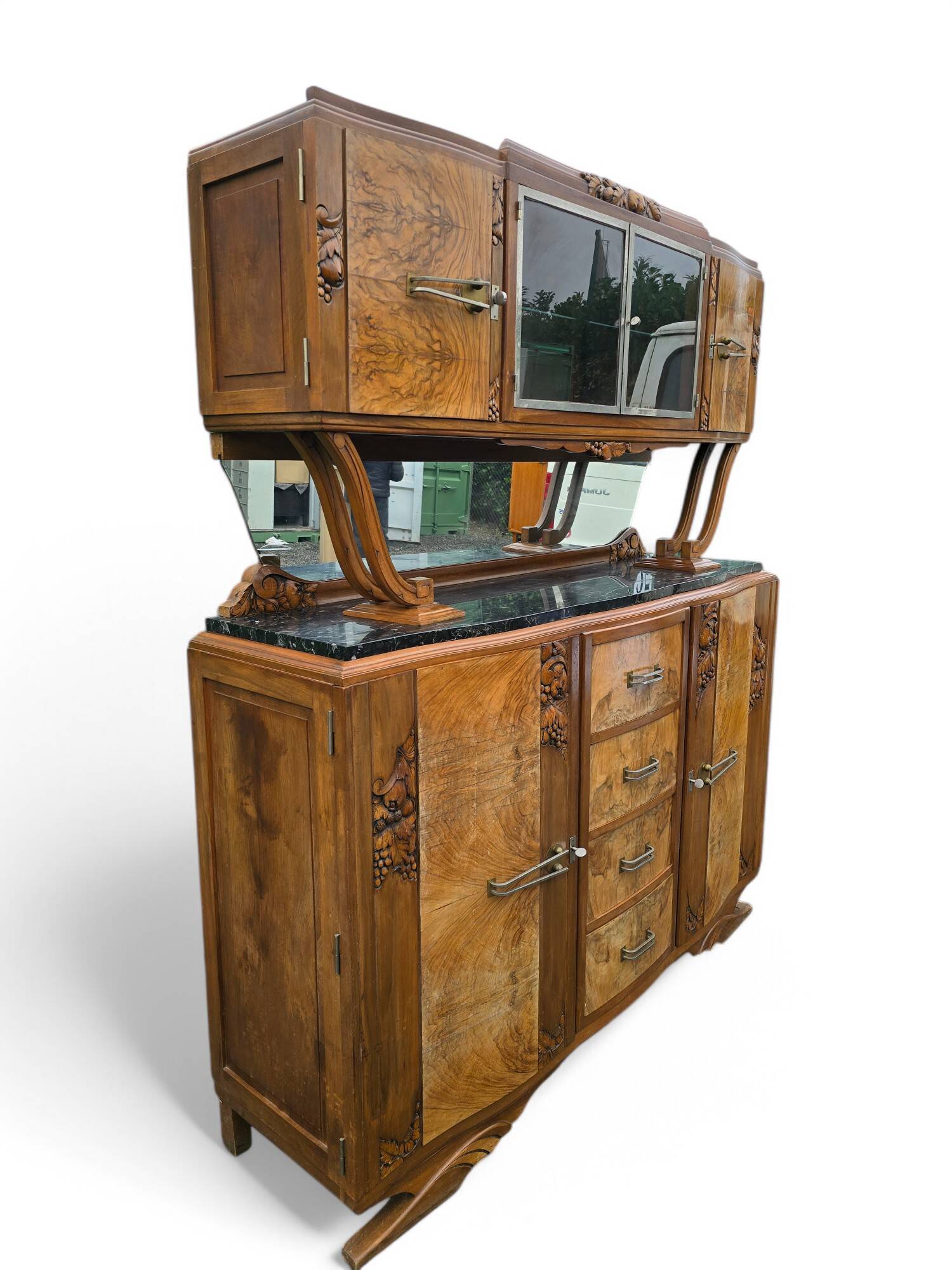 Buffet Art Déco en noyer et ronce de noyer