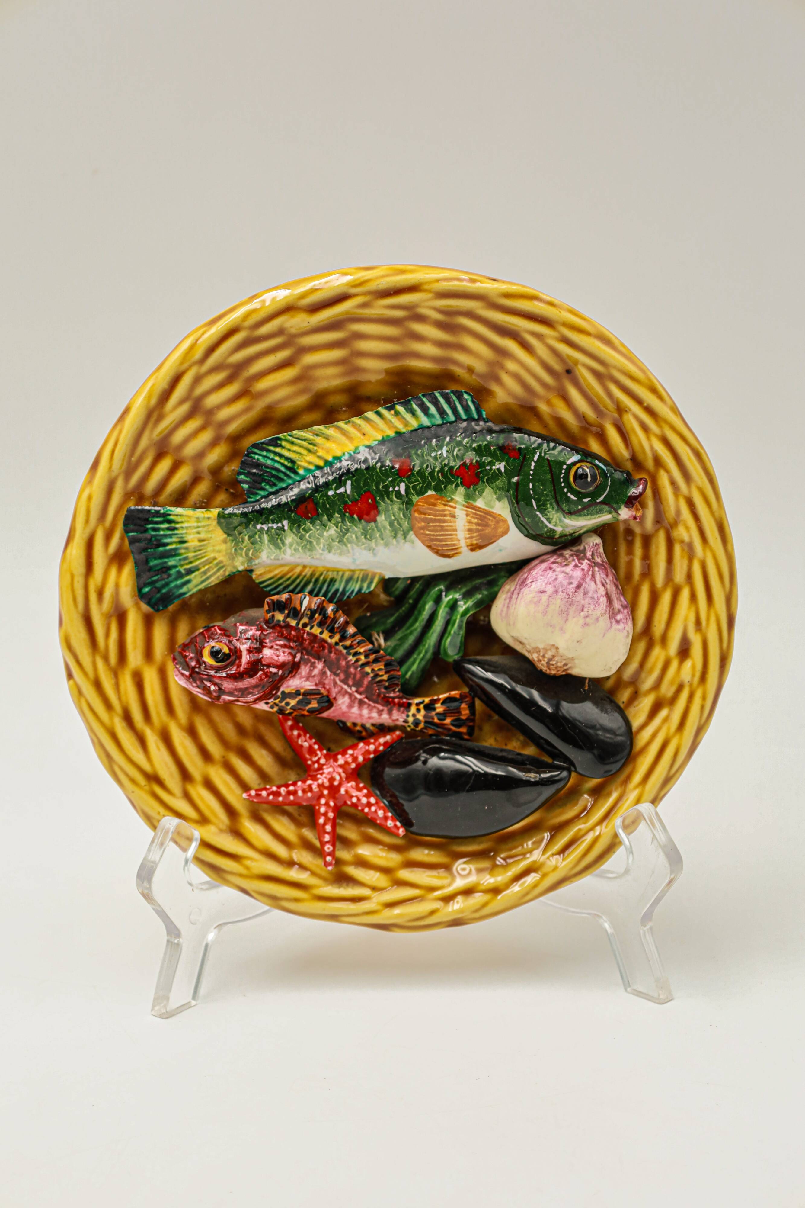 Kitsch trompe l'oeil slip plate Lamarche ceramic art