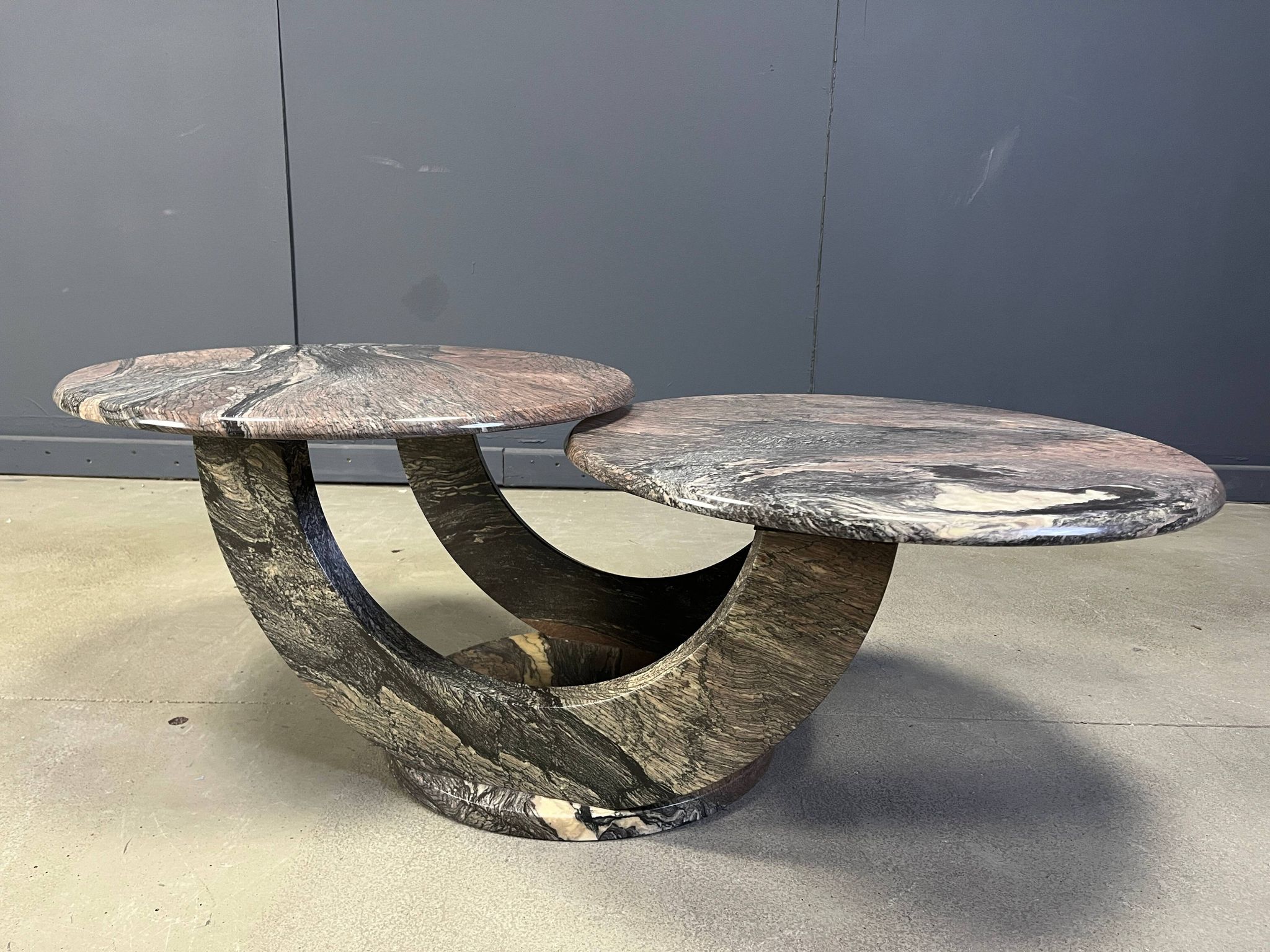 Table basse en marbre vintage à deux niveaux, années 1970