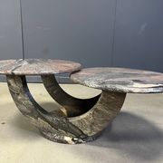 Table basse en marbre vintage à deux niveaux, années 1970