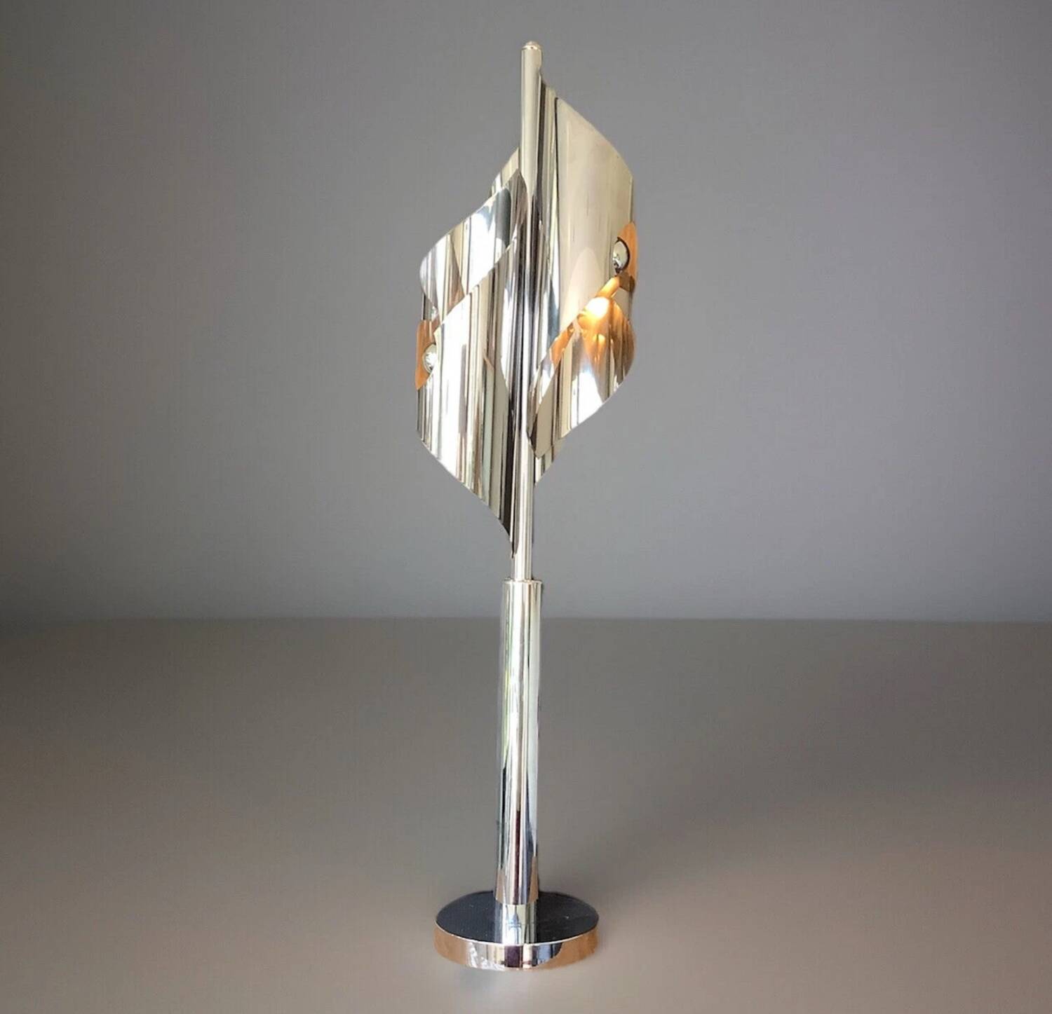 Large Chrome Lamp 3 Lights Space Age Italy 70's Dlg Reggiani