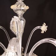 Charming vintage Venetian chandelier, transparent and gold Murano glass, 1970s