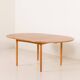 Danish Oak round dining table with one extension, 1970s
