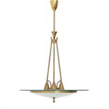 Brass and glass chandelier, 1950s