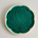 Green and off-white ceramic dish