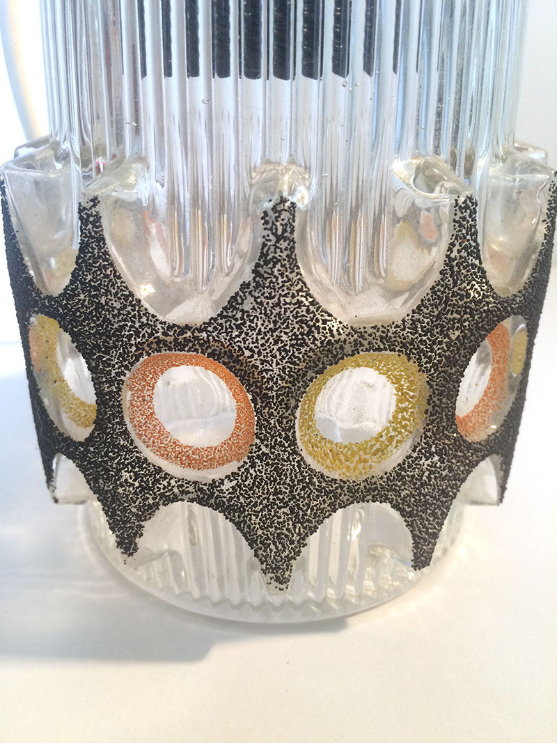 Vintage speckled glass hanging lamp, 60s