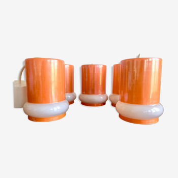 Set de 5 suspensions opaline orange