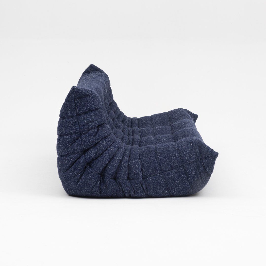 Togo three-seater sofa in dark blue boucle by Michel Ducaroy for Ligne Roset
