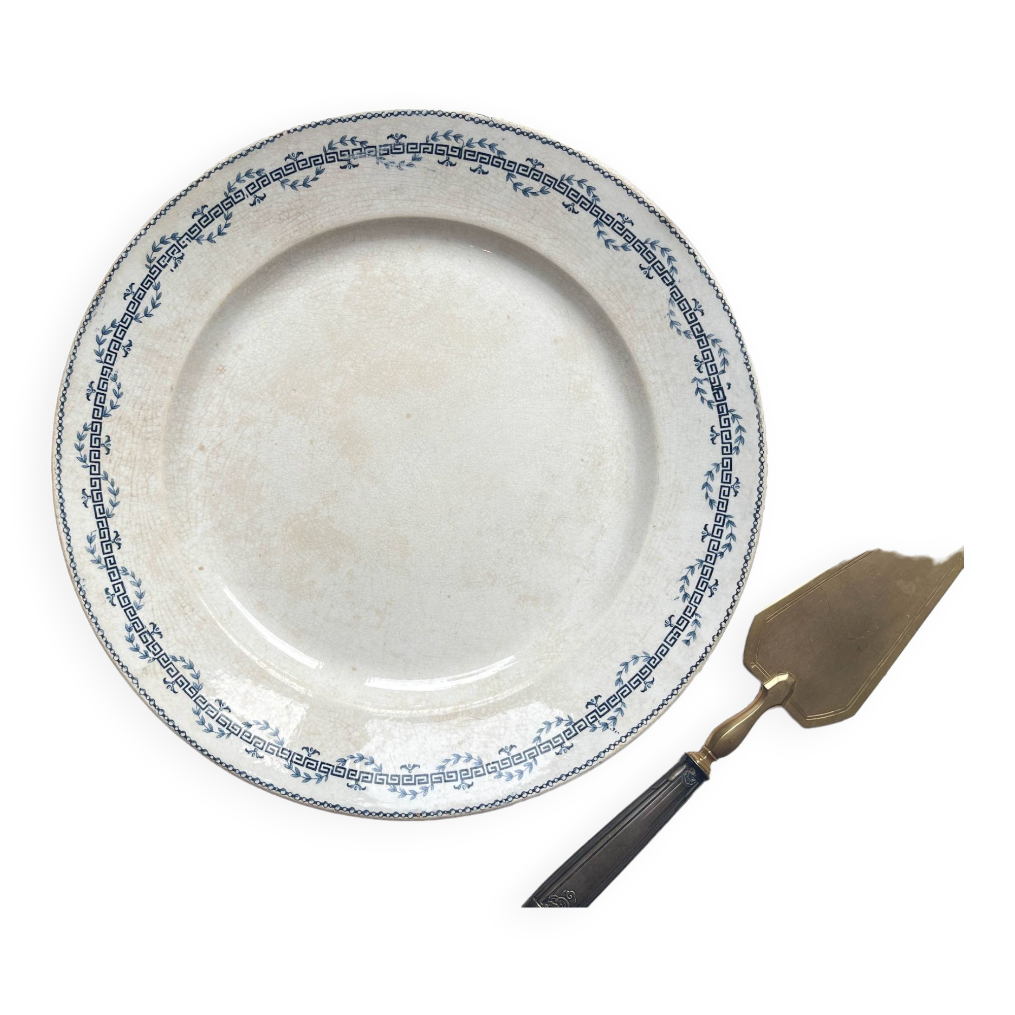 Vintage round ironstone dish, Gien Austerlitz model, made in France