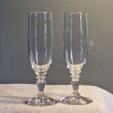 2 antique crystal champagne flutes