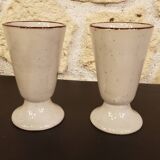 Duo of stoneware mazagrans with floral decoration