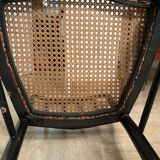 Cane chair in turned and blackened wood