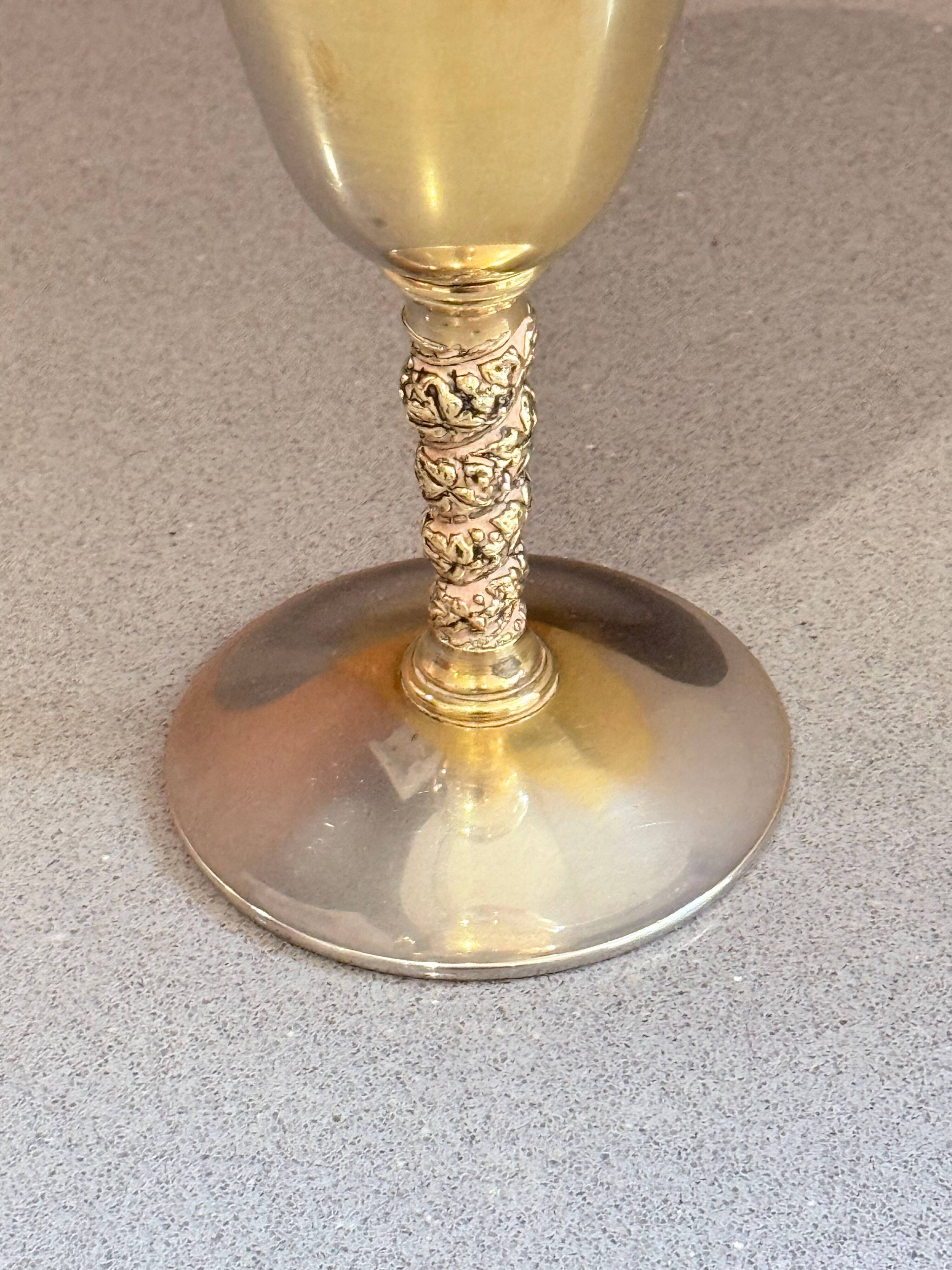 Vintage Falstaff Silver-Plated Wine Glass Goblet, Made in Spain, Ornate Stem Cup