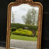 Louis XV Style Mirror In Stuccoed And Gilded Wood Circa 1880, Beveled Glass