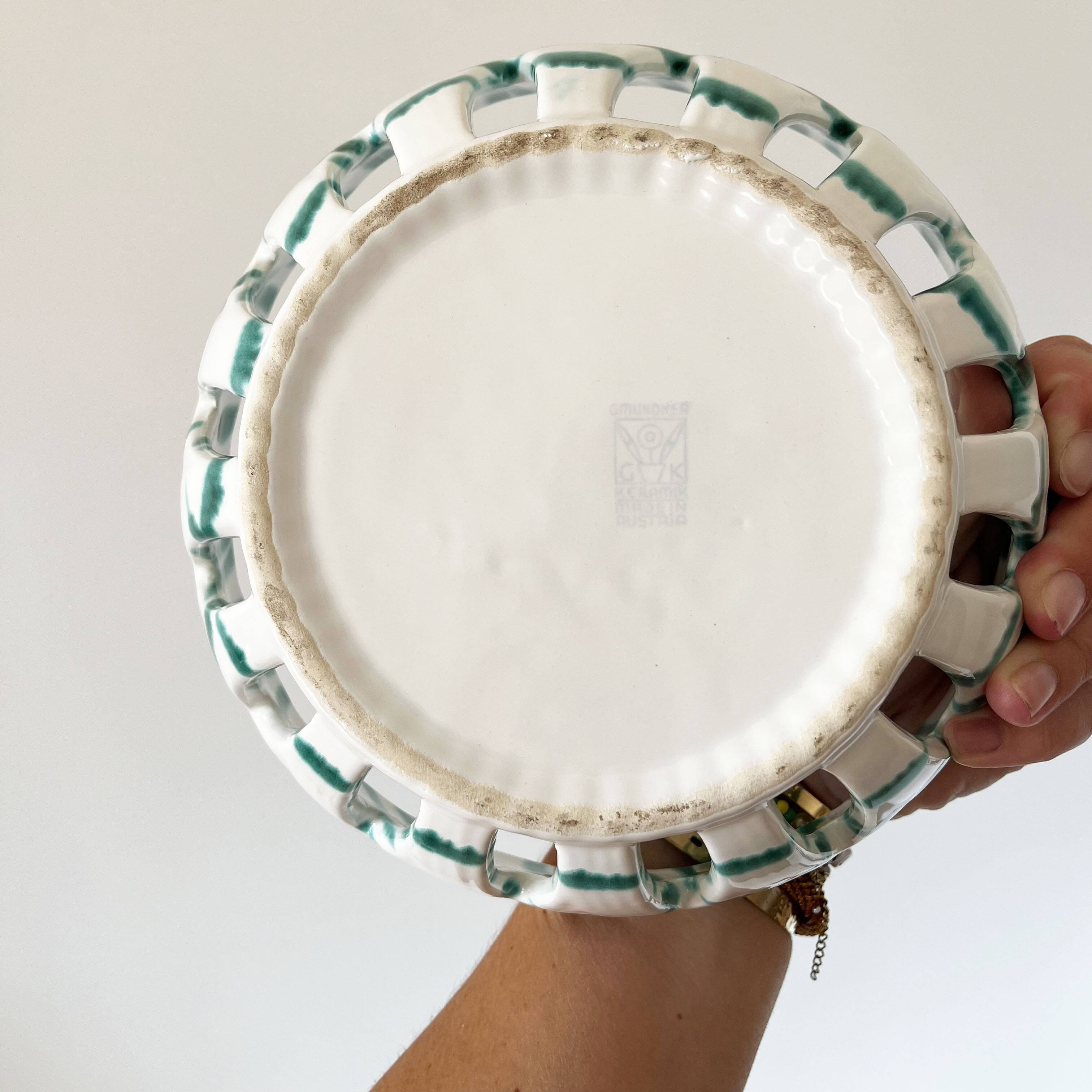 Gmundner Keramik openwork ceramic fruit bowl