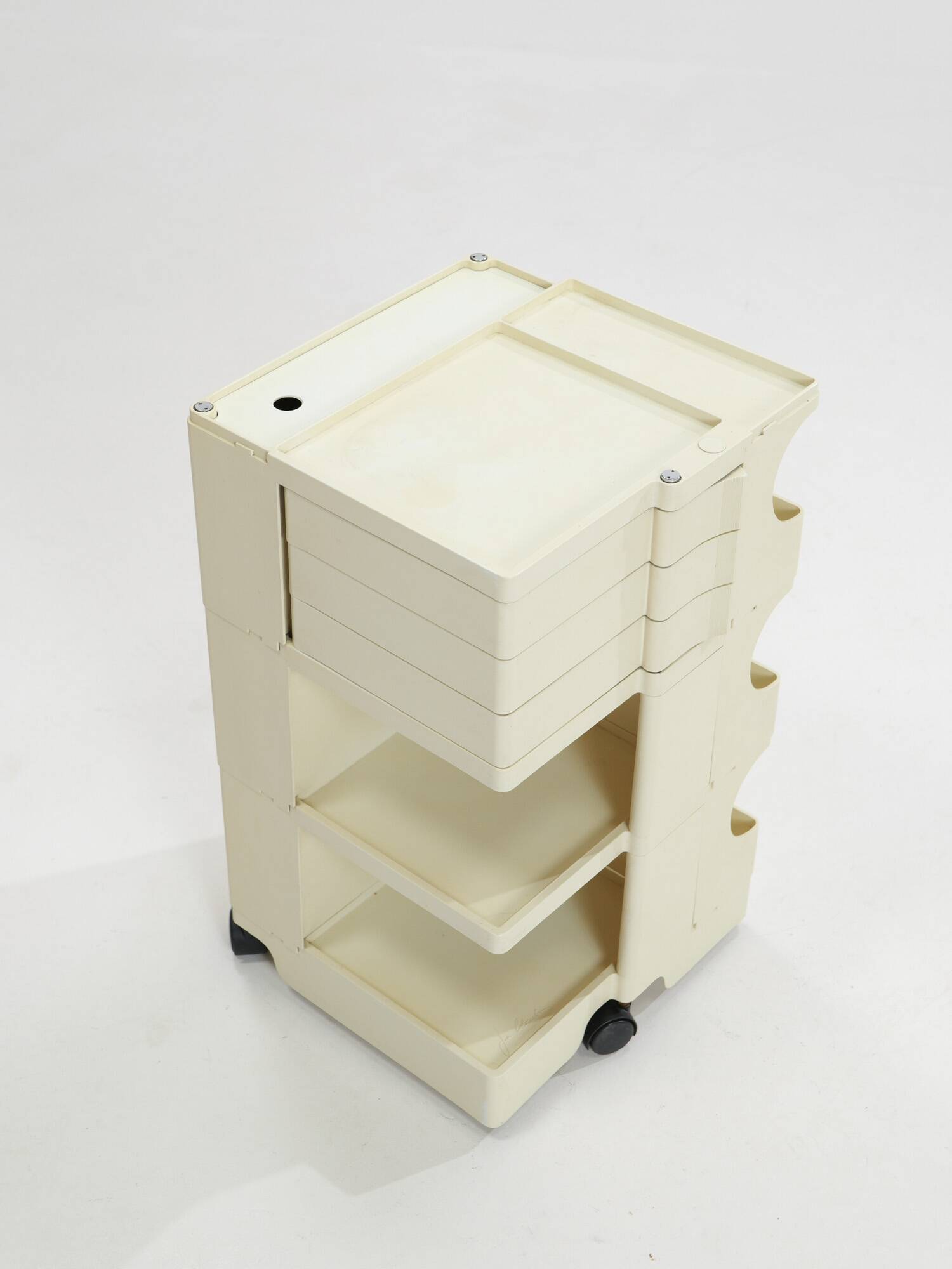 Space Age white Joe Colombo 'Boby' storage trolley, 1970s