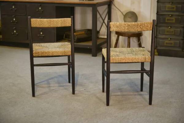 Pair of chairs with rush seats, 1970