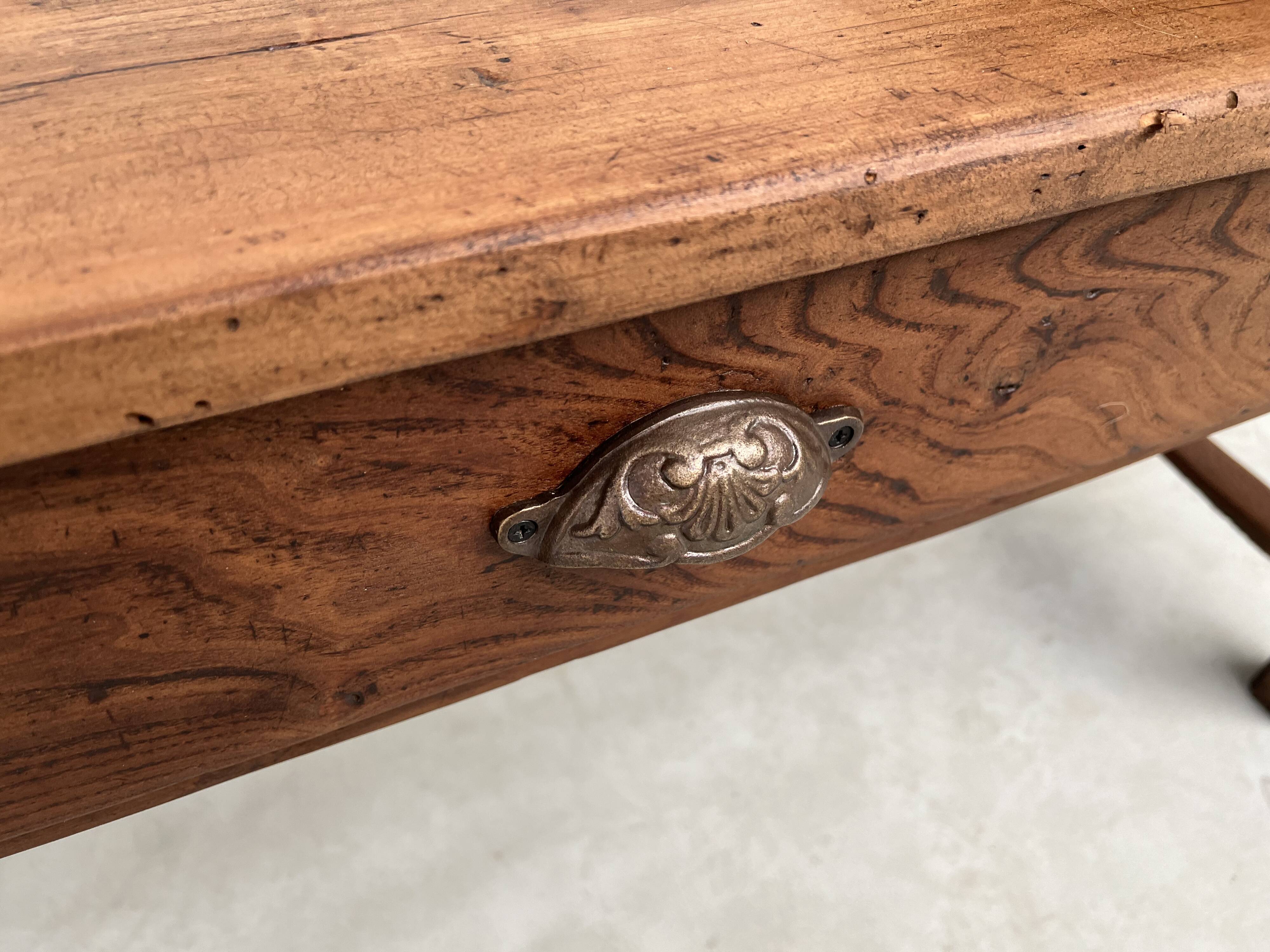 Antique work table in solid cherry and acacia