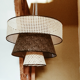 Large triple lampshade in cannage