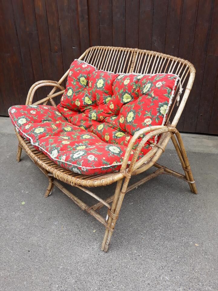 Old rattan bench
