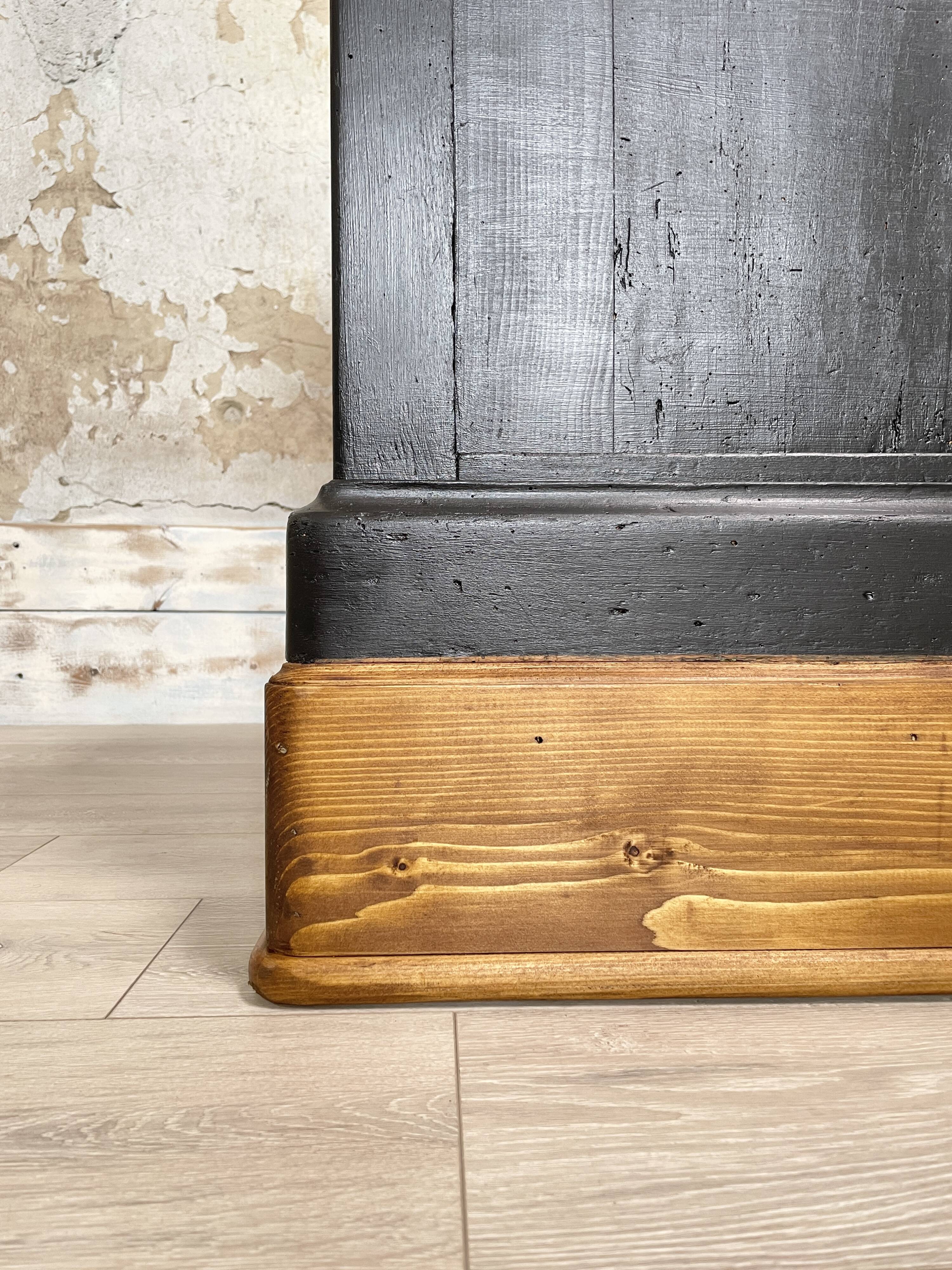 Solid wood box counter.