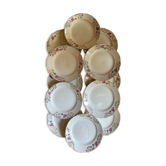 Vintage flat plates decorated with Sarreguemines flowers