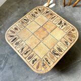 Table basse Roger Capron, modèle Herbiers en hêtre massif, format carré