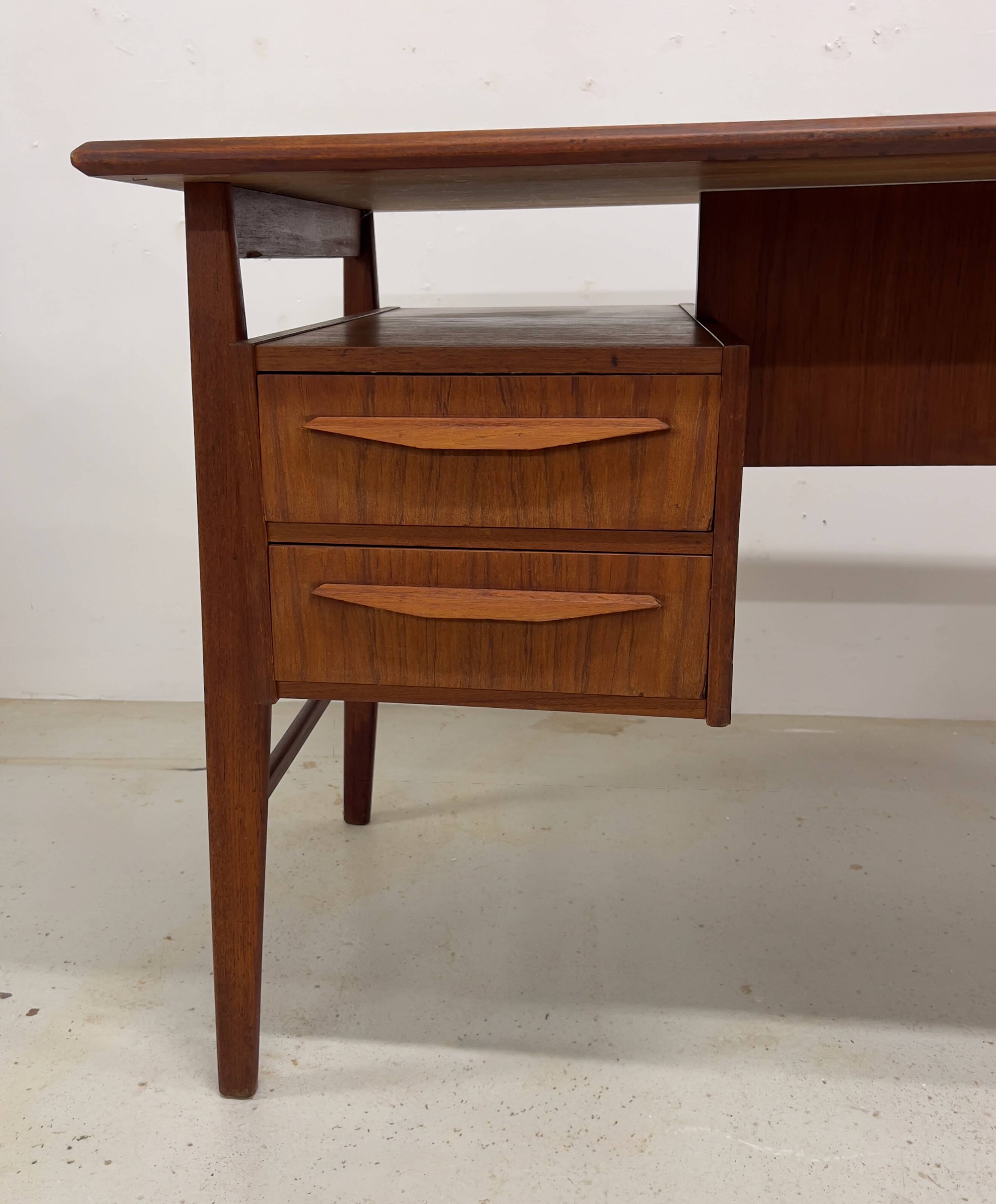 Gunnar Nielsen Teak Desk for Tibergaard, 1960s.