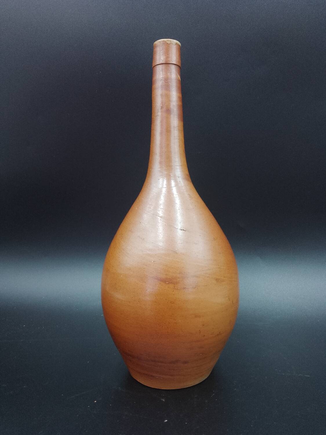 Antique glazed stoneware bottle signed EUG. VINCENT & Cie in Lyon