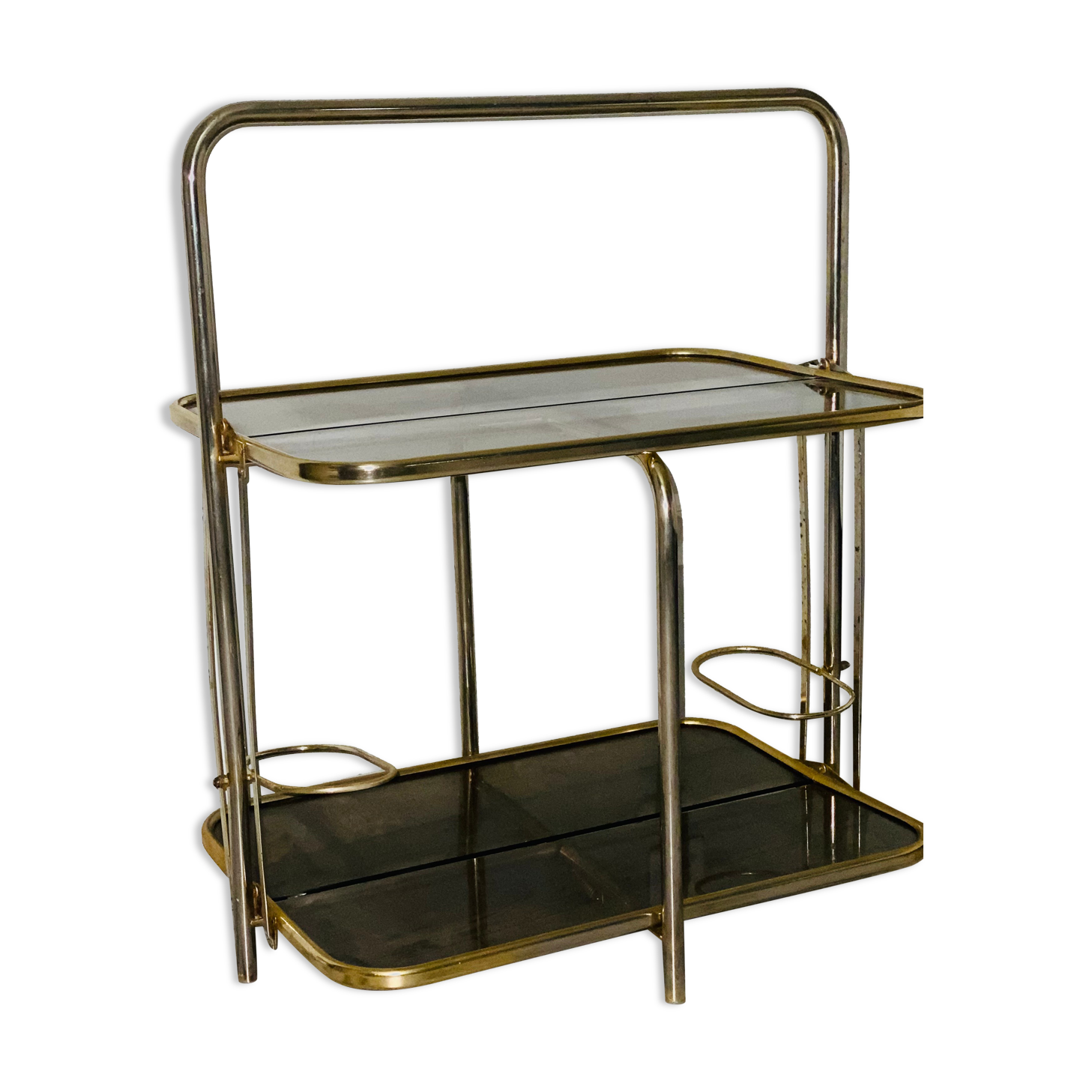 Golden tubing bar and smoked glass top circa 60/70