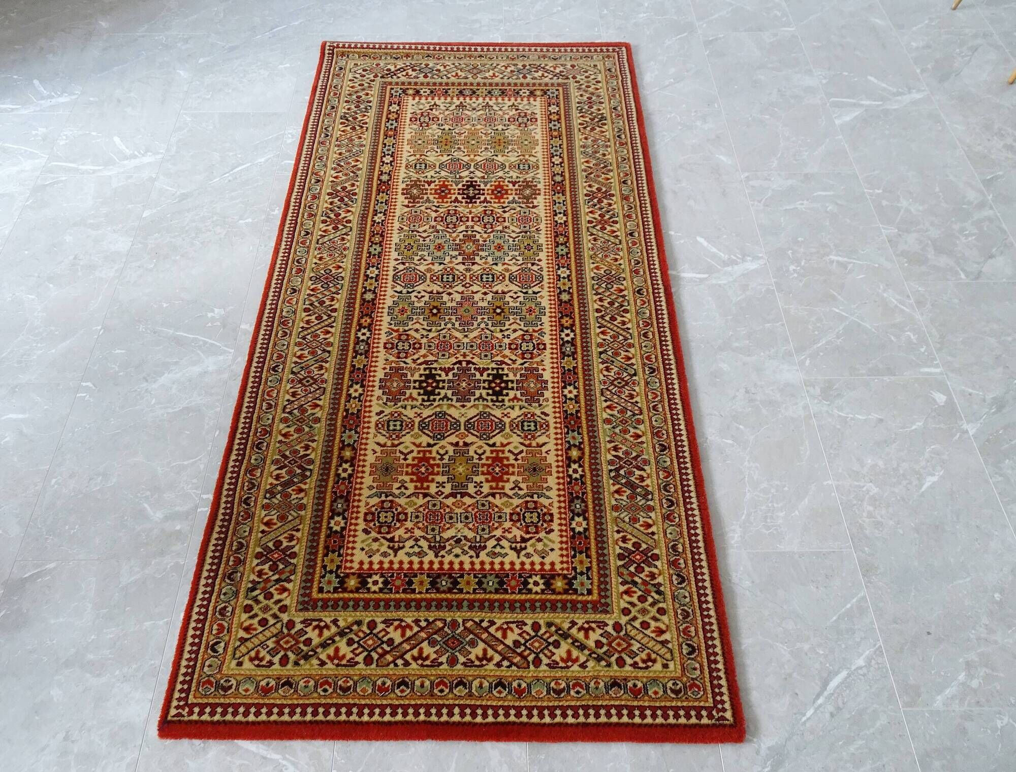 oriental vintage Keshan carpet Adoros, Persian carpet 86 x 180 cm